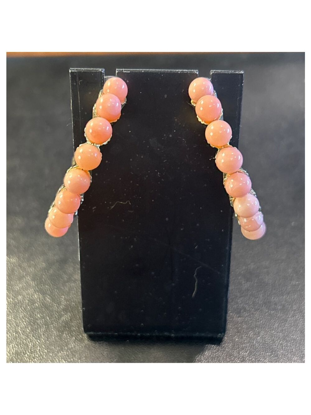 Women's Unbranded faux Coral Gold Beaded Hoop Earrings One Size